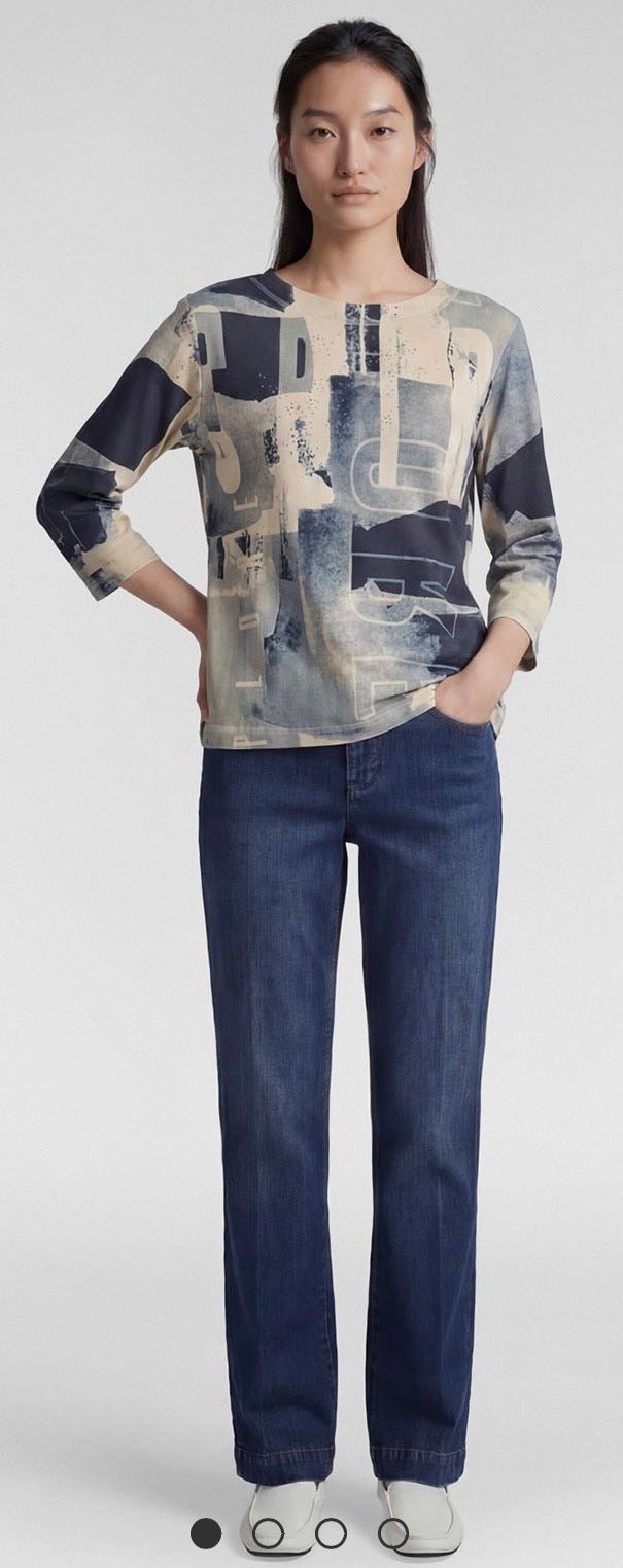 Rabe Abstract Print With Rhinestone Detail Jumper, Navy Multi