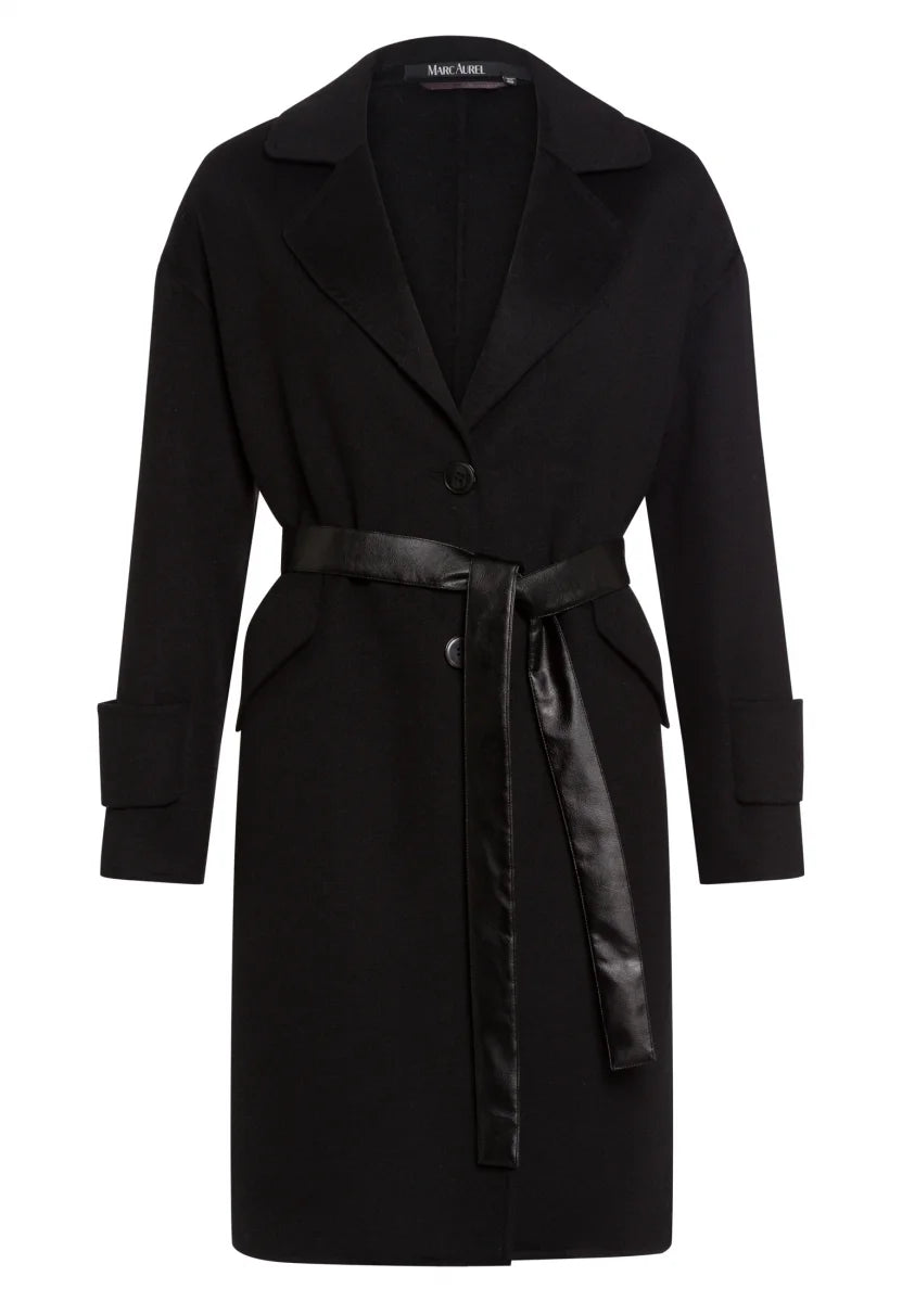Double face black wool coat