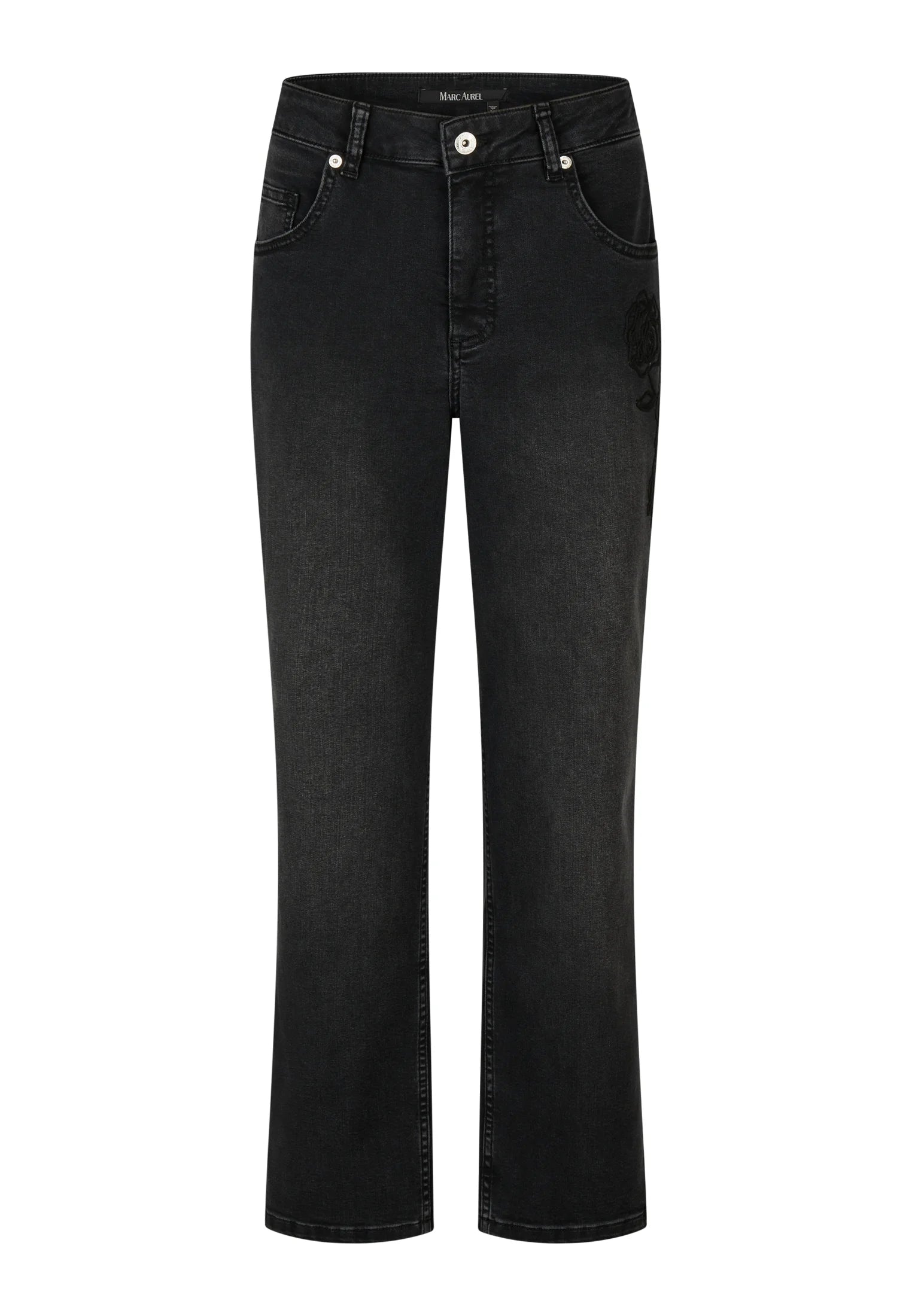 Boyfriend jeans with cord embroidery