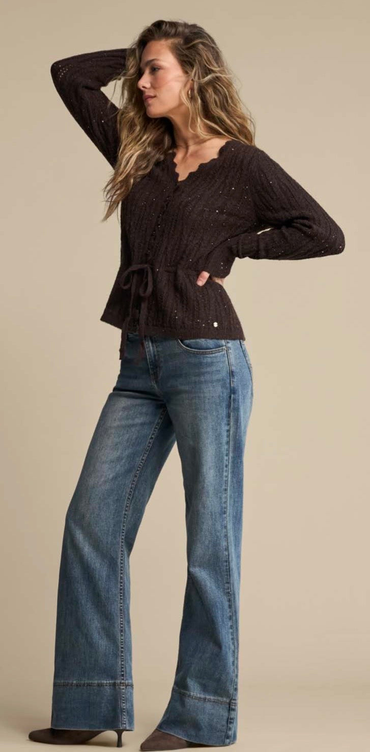 Cardigan ajour sparkle in expresso