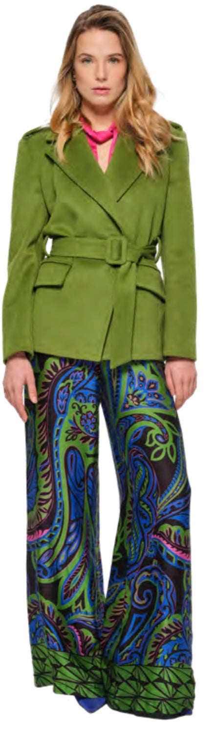 pistachio short belted jacket