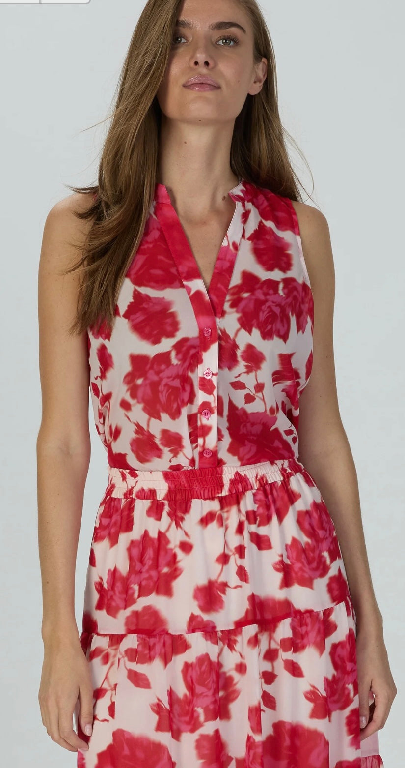 Blouse with rose print