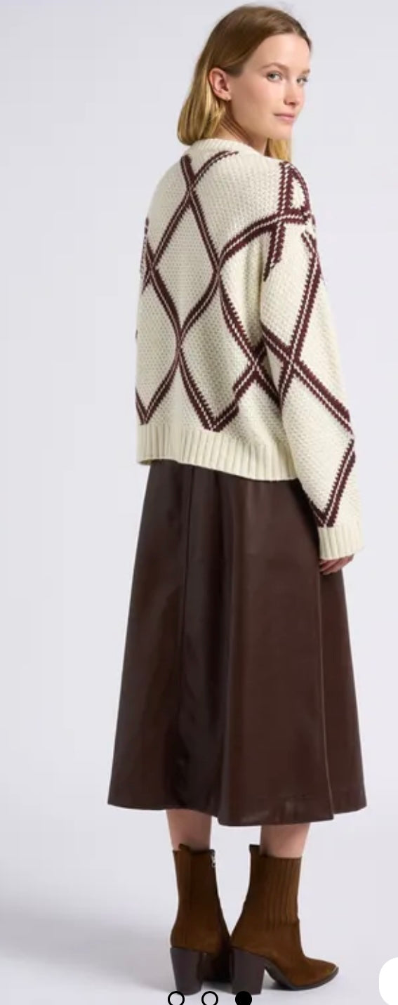 SUNCOO FLOYD - Brown Flared midi skirt