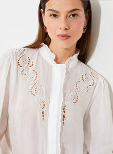 Leony
White embroidered linen voile blouse