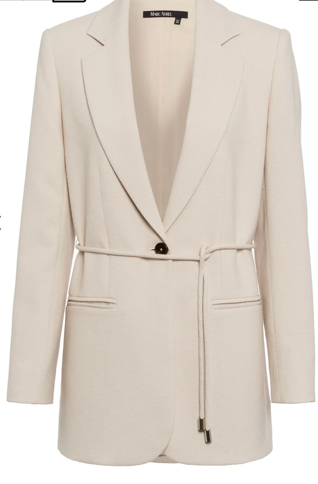 Light sand blazer with belt in viscose blend