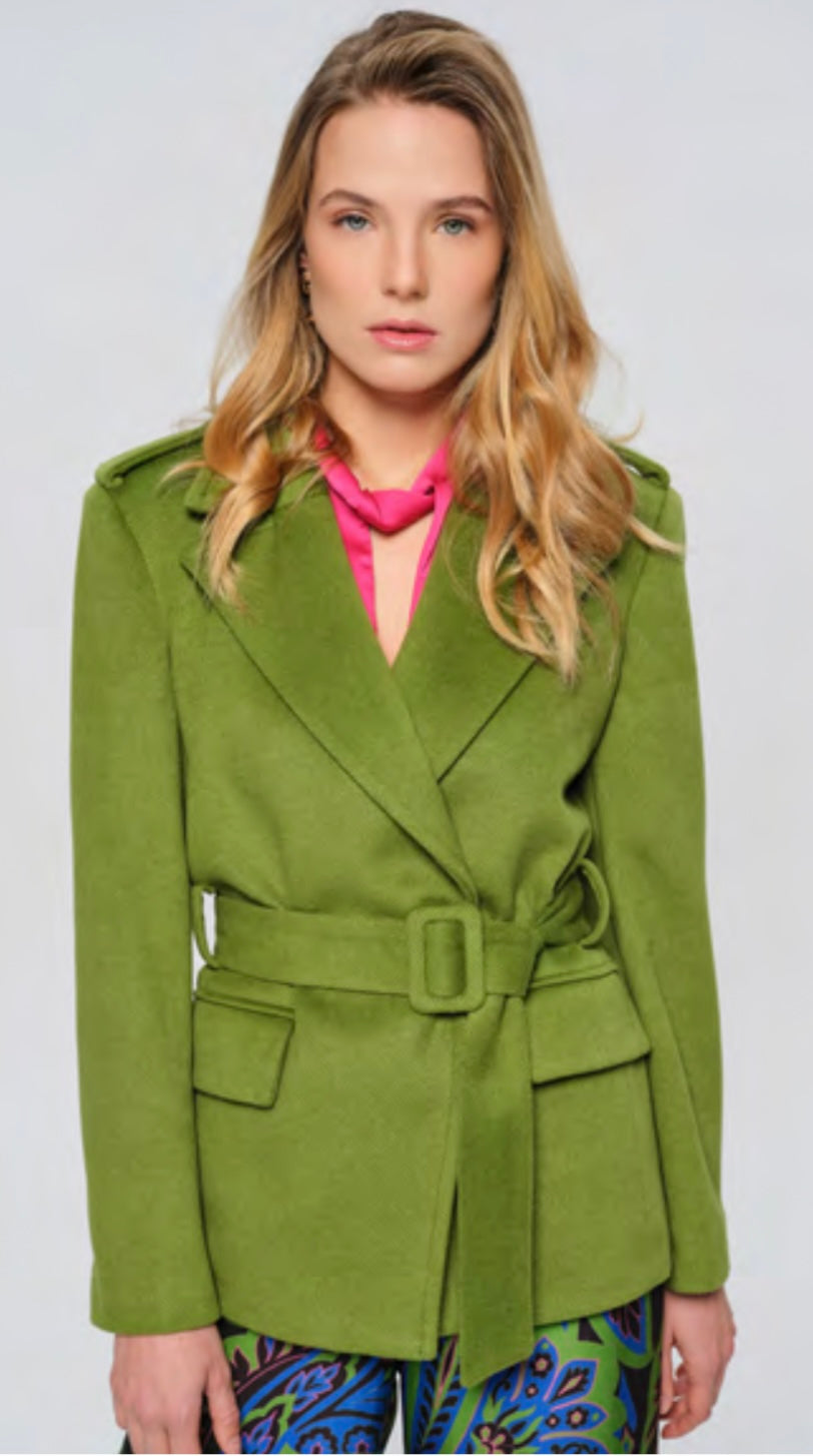 Kaos pistachio short belted jacket