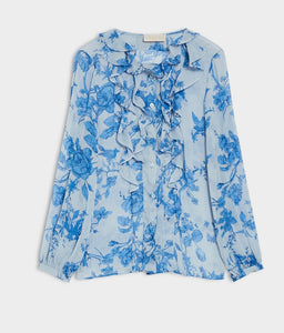 IBlues ISIDE DUST BLUE TOILE BLOUSE