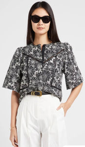 Liam
Two-tone black embroidered blouse