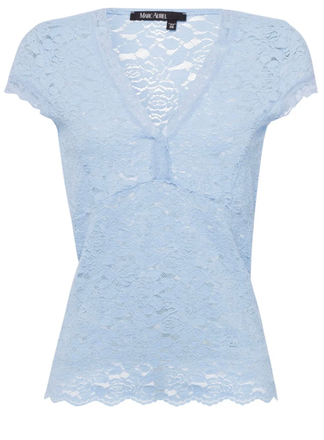 Elastic lace top in sky