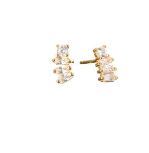 Gold Baguette Stud Earrings