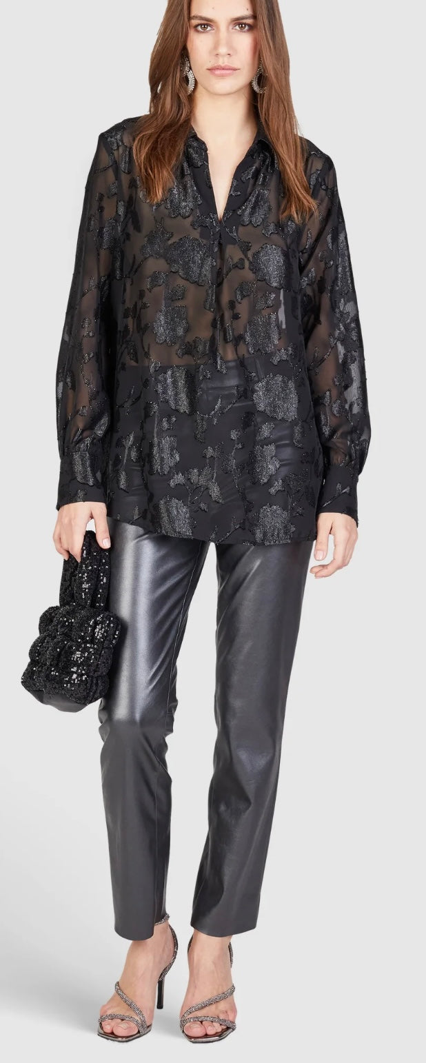 Leather-look trousers