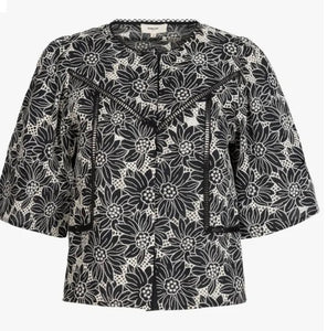 Liam
Two-tone black embroidered blouse