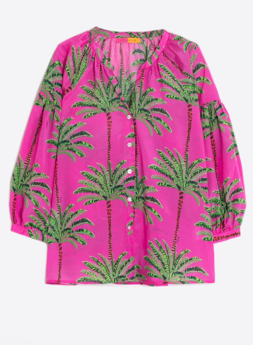 SHIRT MABEL PINK PALM TREE