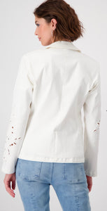 DENIM BLAZER WITH LACE
COLOR: "Off-white"