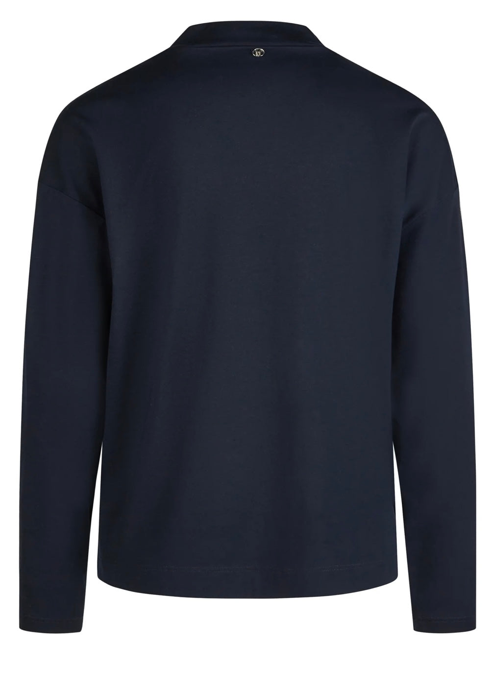 Long-sleeved navy top with tonal embroidery
