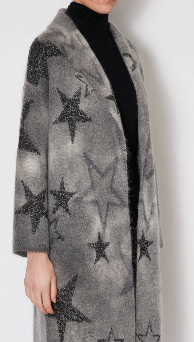 KAOS STAR KNIT OPEN FRONT LONG CARDI GREY