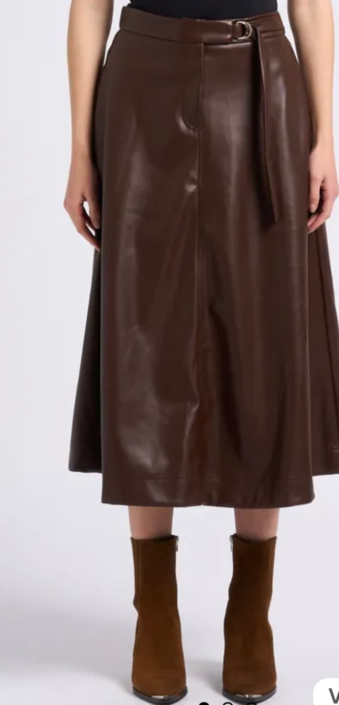 SUNCOO FLOYD - Brown Flared midi skirt