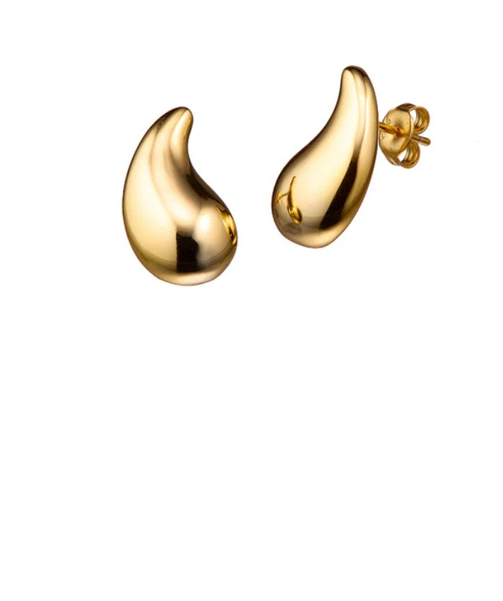 Gold Chunky Teardrop Studs