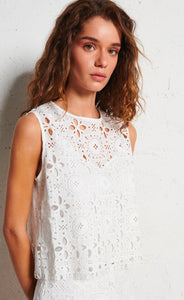 LISA - White Aimee dotted Swiss top