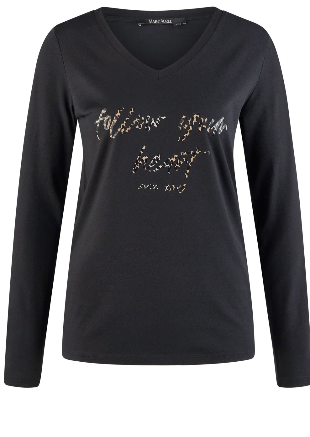 Long-sleeved shirt with FOLLOW YOUR HEART print in black