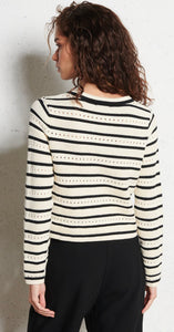 SUNCOO
GANEO - White Striped seaside-inspired cardigan with wool