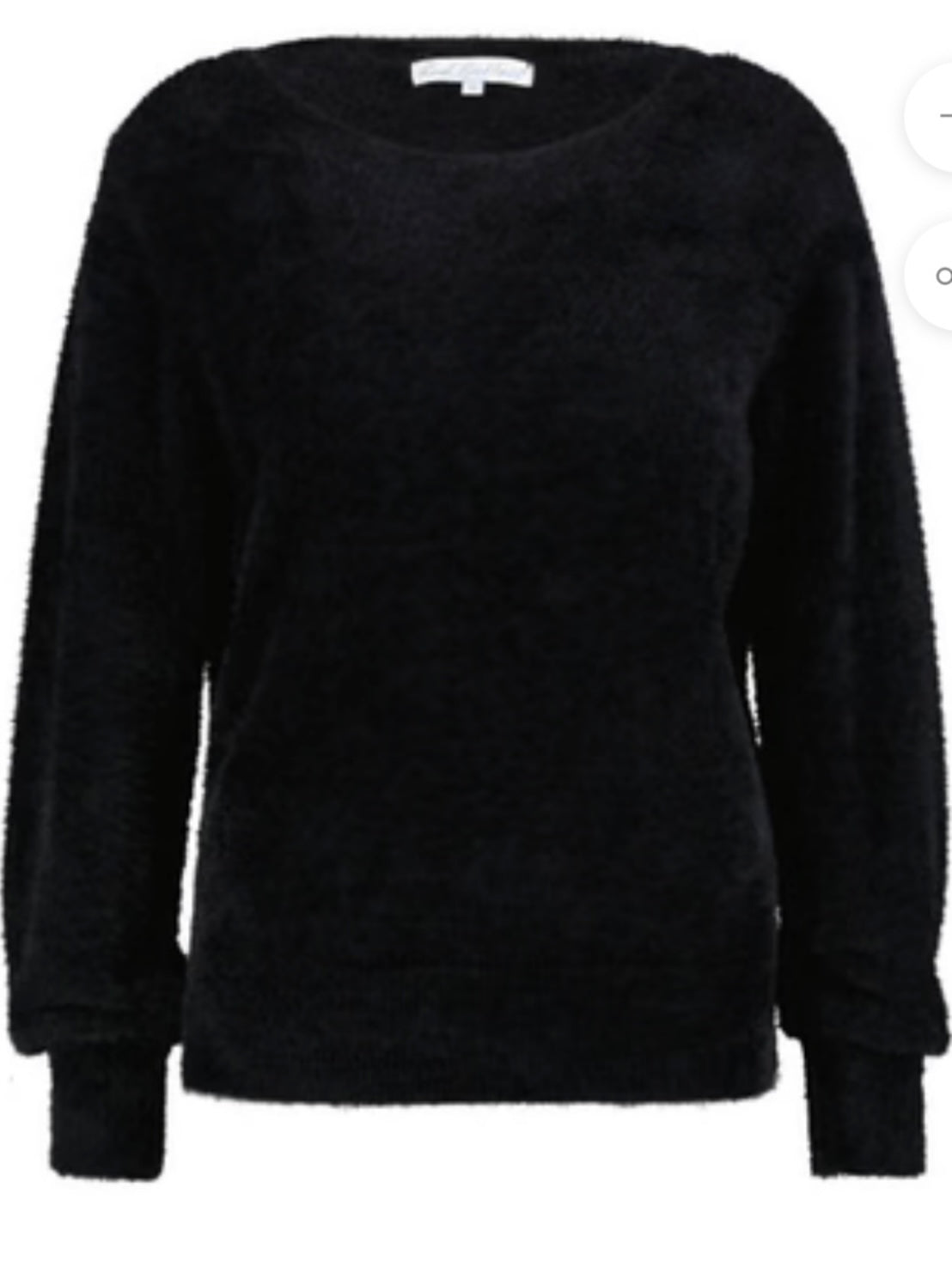 RED BUTTON BODI FLUFFY SWEATER in black