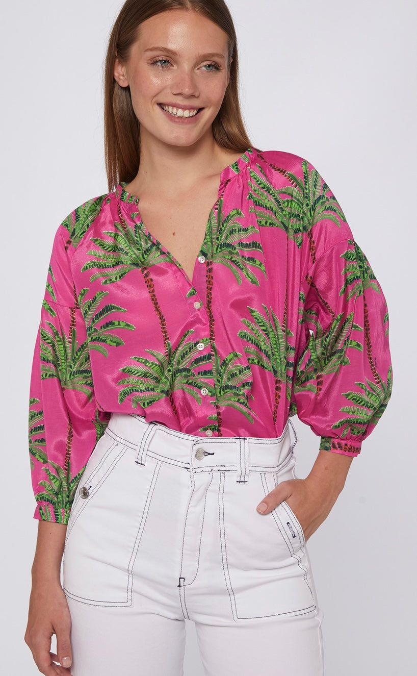 SHIRT MABEL PINK PALM TREE