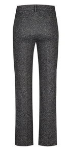 Tweed jersey pants Editta with straight leg in black