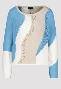 KNITTED JUMPER WITH INTARSIA PATTERN
COLOR: Spring water