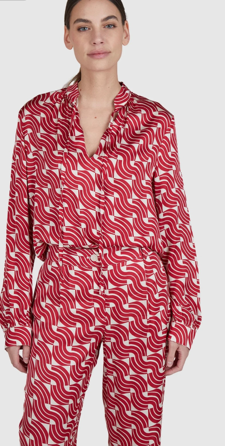 Blouse with geometric print