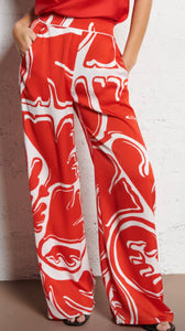 Norton printed straight trousers - Red – JAHEL