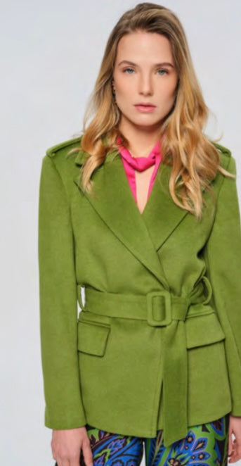 Kaos pistachio short belted jacket