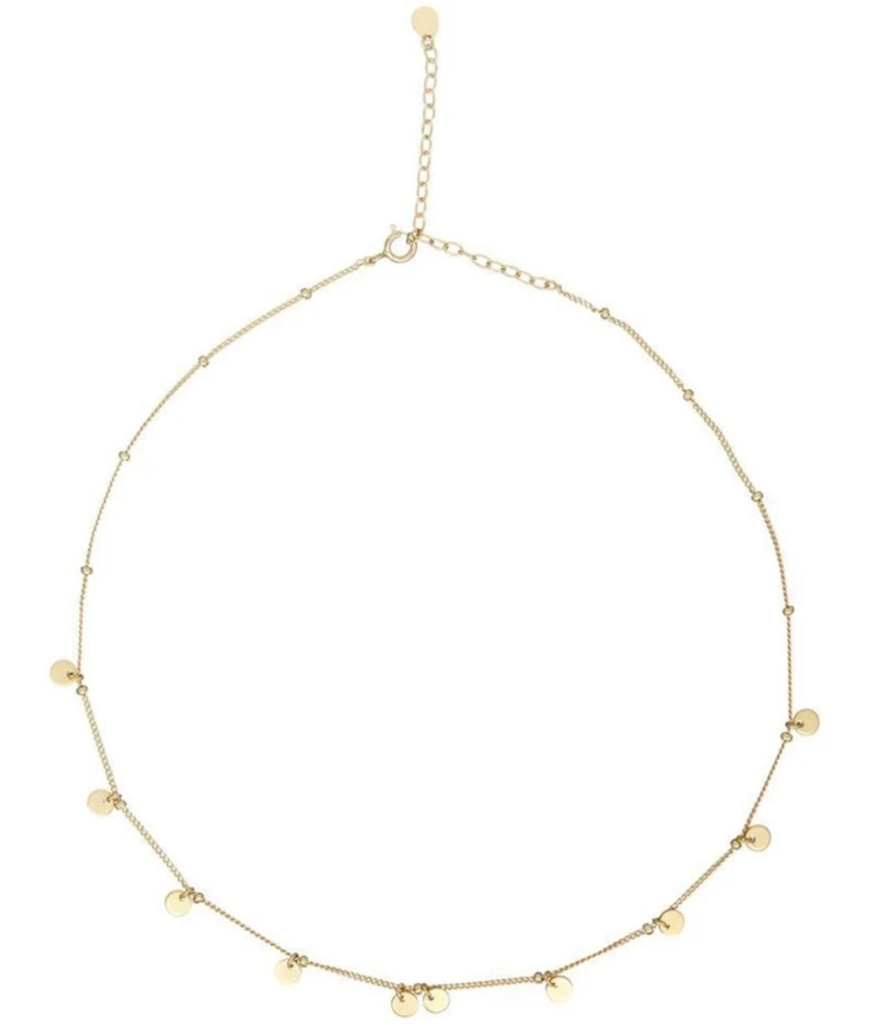 Gold Tiny Disc Drop Choker Necklace