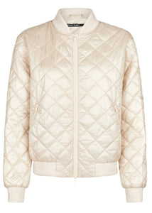 Cream quilted bomber jacket