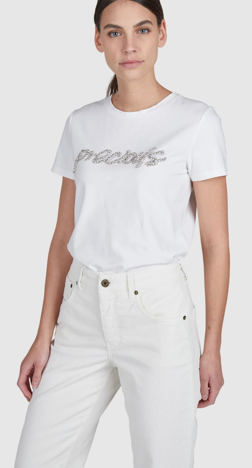 T-shirt with rhinestone appliqué