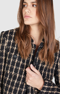 Tweed jacket with check pattern