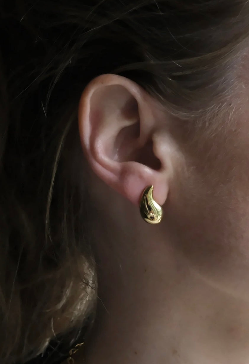 Gold Chunky Teardrop Studs