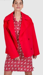 Kaban jacket made from genuine double-face in red.