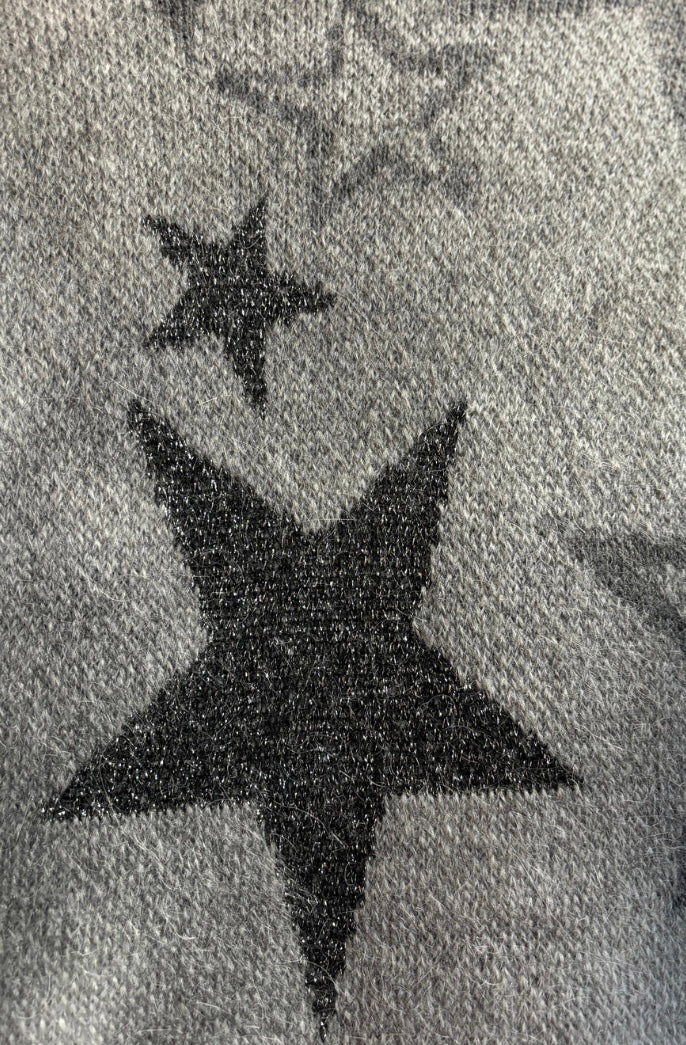 KAOS STAR KNIT OPEN FRONT LONG CARDI GREY