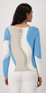 KNITTED JUMPER WITH INTARSIA PATTERN
COLOR: Spring water