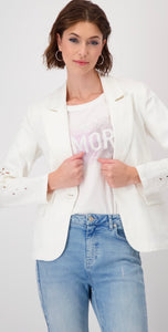 DENIM BLAZER WITH LACE
COLOR: "Off-white"