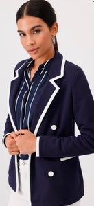 BLAZER WITH CONTRASTING STRIPES
COLOR: Deep ocean