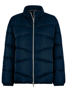 Quilted jacket in navy shiny look