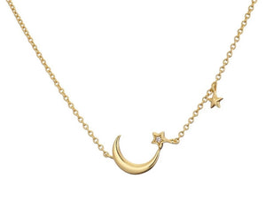 Gold Moon & 2 Star Necklace