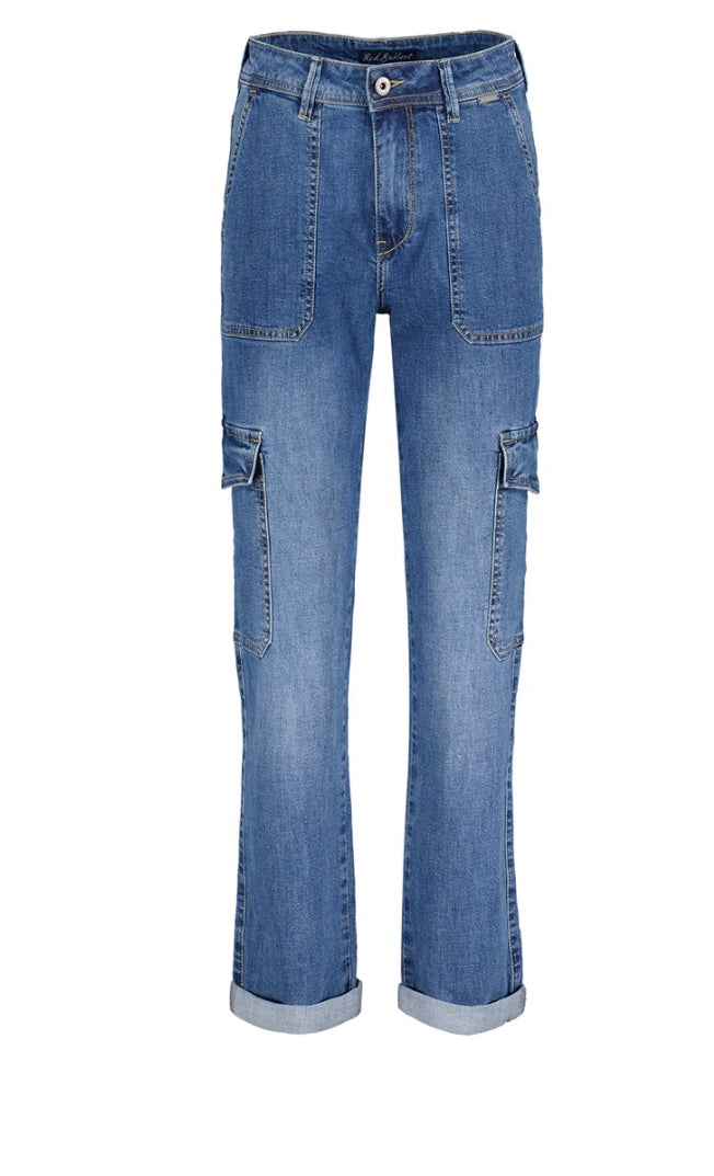 Red Button SRB4365 DARK STONE Cargo Denim Jeans+Pockets