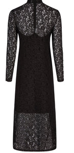 Lace jersey dress with long sleeves