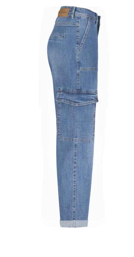 Red Button SRB4365 DARK STONE Cargo Denim Jeans+Pockets