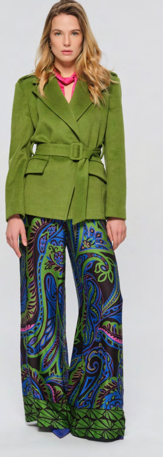 Kaos pistachio short belted jacket