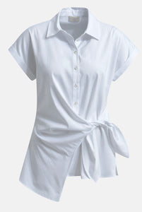 Simple white blouse with knot detail