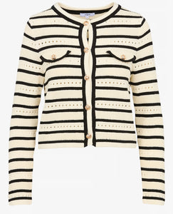 SUNCOO
GANEO - White Striped seaside-inspired cardigan with wool